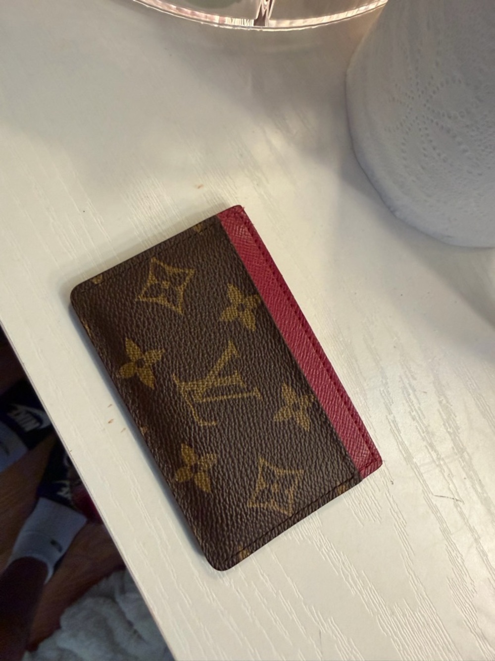 Monogram Card Holder with Burgundy Trim - Picture 6 of 6